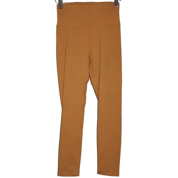 Womens ECHT Yellow Nylon Spandex High Waisted Cropped Scrunch Leggings Size S - Picture 1 of 4